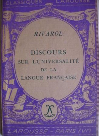 Rivarol, Discours sur l'universalité du français
